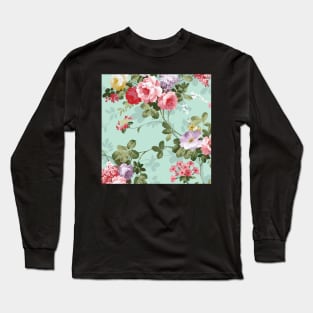 Floral Pattern, Flower Design, Artwork, Vector, Graphic Long Sleeve T-Shirt